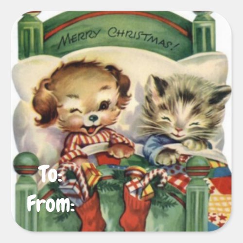 Vintage Bedtime Buddies Square Sticker