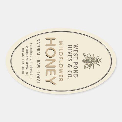 Vintage Bee 16 and 32 oz Queenline Jar Honey Label