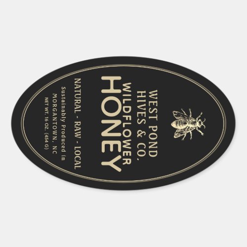 Vintage Bee 16 and 32 oz Queenline Jar Honey Label