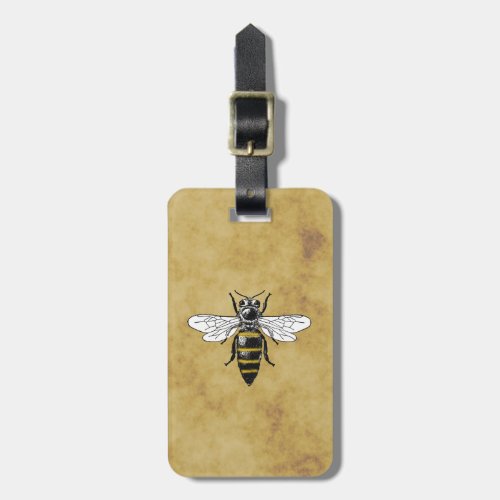 Vintage Bee 2 Distressed Antique Background Luggage Tag