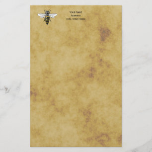 Vintage Bee #2 Distressed Antique Background Stationery
