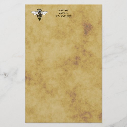 Vintage Bee 2 Distressed Antique Background Stationery