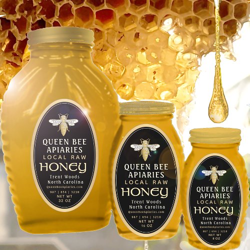 Vintage Bee 32 oz Queenline Jar Honey Label Black