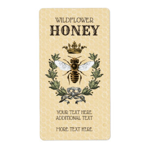 Vintage Bee and Crown Honey Jar Label