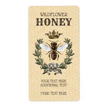 Vintage Bee And Crown Honey Jar Label by Charmalot at Zazzle
