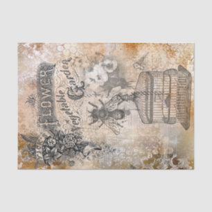 Vintage Bee and flower garden Tissue Paper