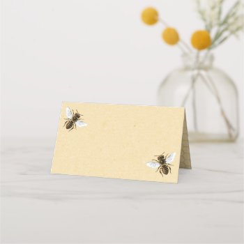 Vintage Bee And Honeycomb Pattern Place Card by Charmalot at Zazzle