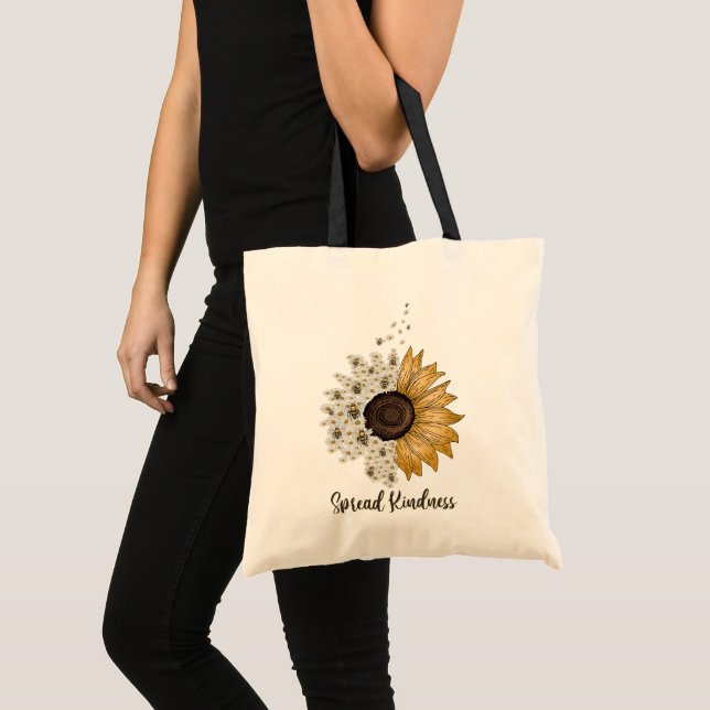 Vintage Bee And Sunflower Tote Bag (Front (Product))