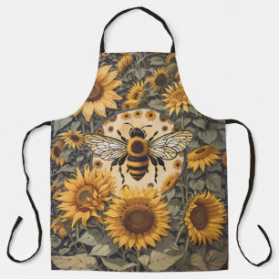 Vintage Bee and Sunflowers Apron