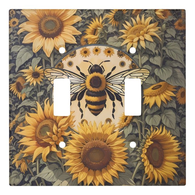 Vintage Bee and Sunflowers  Light Switch Cover (Front)