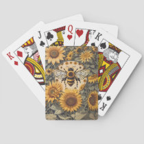 Vintage Bee and Sunflowers  Poker Cards