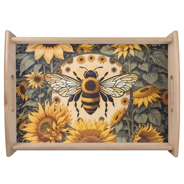 Vintage Bee and Sunflowers  Serving Tray (Front)
