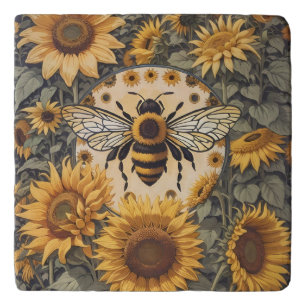 Vintage Bee and Sunflowers Trivet