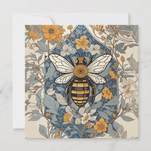 Vintage Bee and Wild Flowers