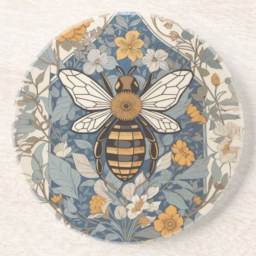 Vintage Bee and Wild Flowers Coaster