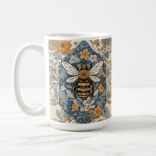 Vintage Bee and Wild Flowers Coffee Mug