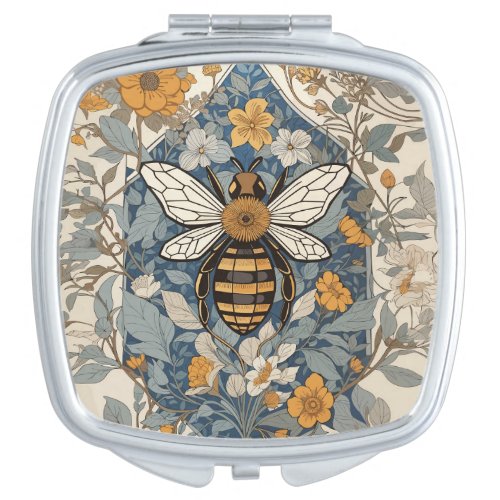 Vintage Bee and Wild Flowers Compact Mirror