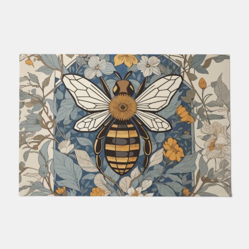 Vintage Bee and Wild Flowers Doormat