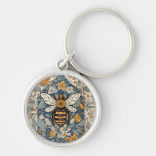 Vintage Bee and Wild Flowers Keychain