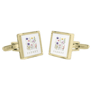 Vintage Bee and Wild Flowers modern Cufflinks