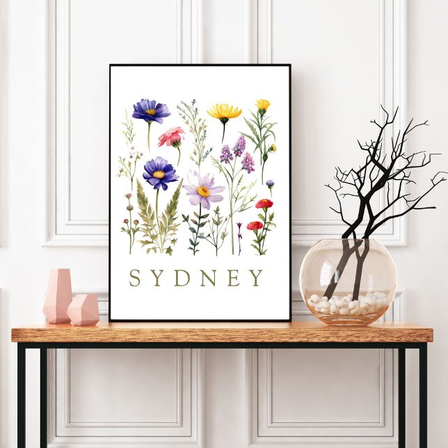 Vintage Bee and Wild Flowers modern  Poster (Creator Uploaded)