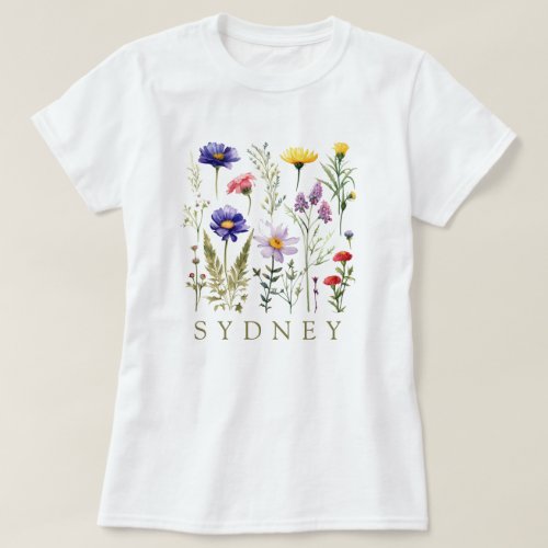 Vintage Bee and Wild Flowers modern T_Shirt