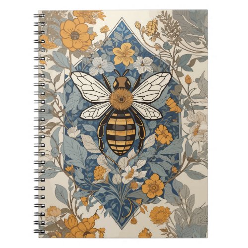 Vintage Bee and Wild Flowers Notebook