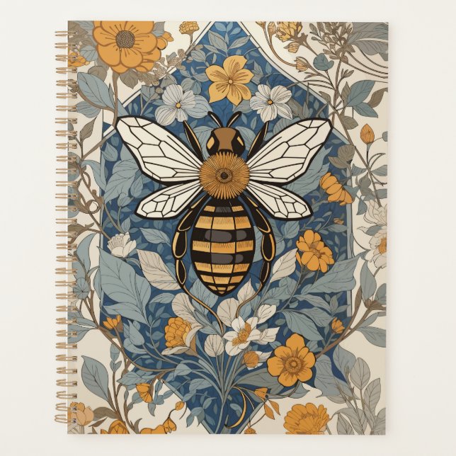 Vintage Bee and Wild Flowers Planner (Front)