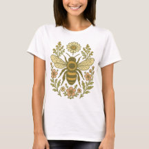 Vintage Bee and Wild Flowers | Retro Botanical Nat
