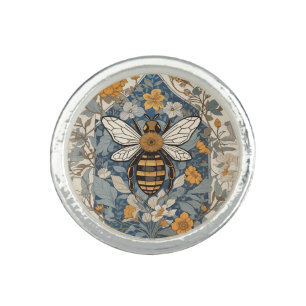 Vintage Bee and Wild Flowers Ring