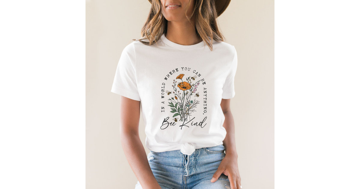 Vintage Bee and Wild Flowers T-Shirt | Zazzle