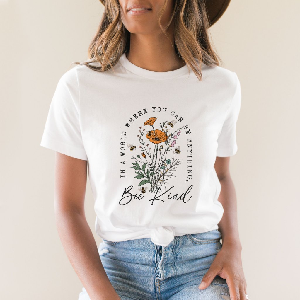 Vintage Bee and Wild Flowers Graphic T-Shirt