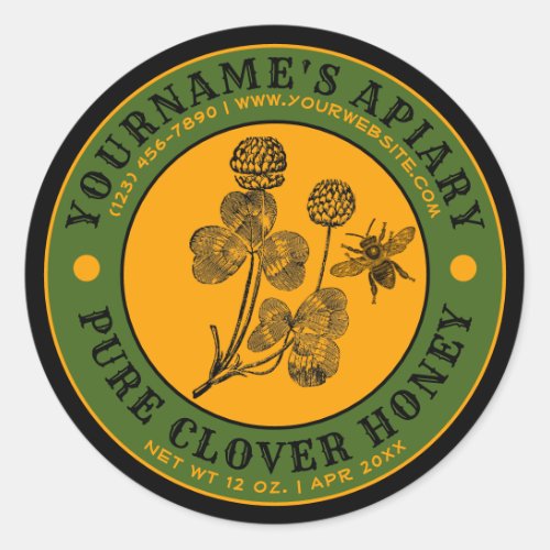 Vintage Bee Apiary Clover Honey Label Template