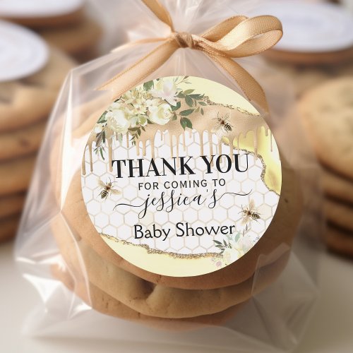 Vintage Bee Baby Shower Favor Thank You Classic Round Sticker