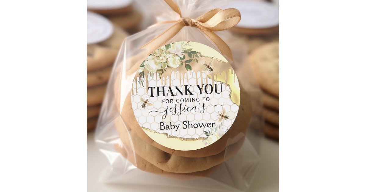 Vintage Bee Baby Shower Favor Thank You Classic Round Sticker | Zazzle