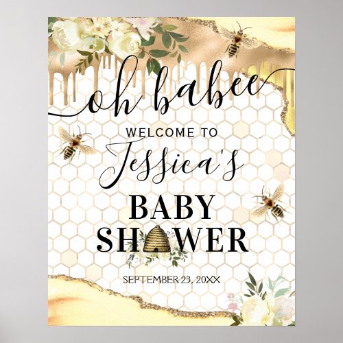 Vintage Bee Baby Shower Welcome Sign