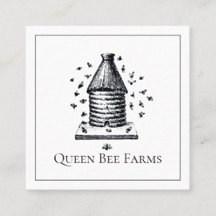 Vintage Bee Beekeeper Hive With Bees Apiarist Square Business Card