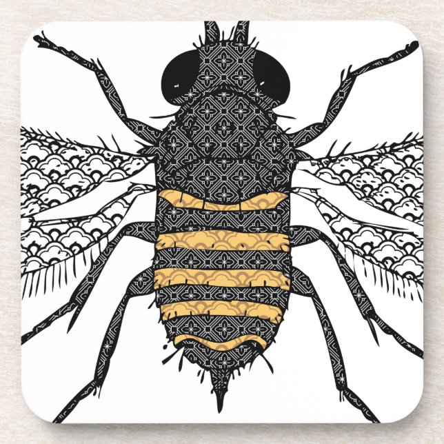 vintage bee beverage coaster (Front)