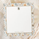 Vintage Bee Blue Wildflower Custom Notepad<br><div class="desc">With a beautiful vintage watercolor bee graphic and wildflower pattern these custom notepads make cute gifts for her! Add a name using the personalization feature.</div>