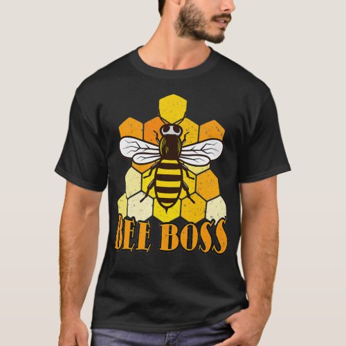 Vintage Bee Boss Honeypot Beekeeper King of The H T_Shirt