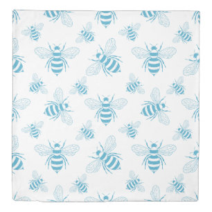 Vintage Bee Botanical Blue (1) Duvet Cover