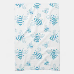 Vintage Bee Botanical Blue (1) Kitchen Towel