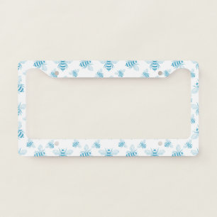 Vintage Bee Botanical Blue (1) License Plate Frame