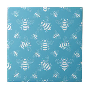 Vintage Bee Botanical Blue (2) Ceramic Tile