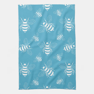 Vintage Bee Botanical Blue (2) Kitchen Towel