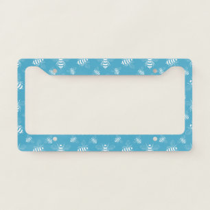 Vintage Bee Botanical Blue (2) License Plate Frame