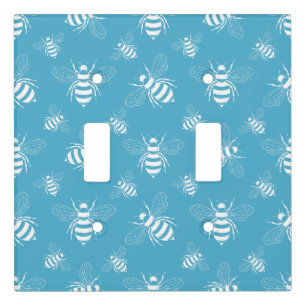 Vintage Bee Botanical Blue (2) Light Switch Cover