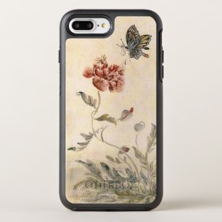 Vintage Bee, Butterfly and Poppy Watercolor OtterBox Symmetry iPhone 7 Plus Case