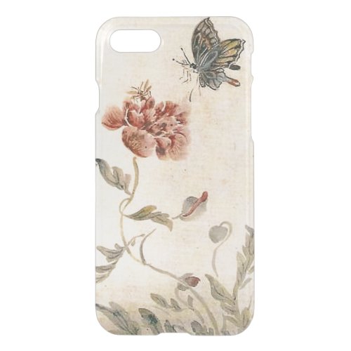 Vintage Bee Butterfly and Poppy Watercolor iPhone SE87 Case