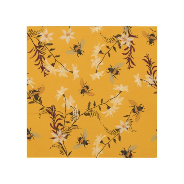 Vintage Bee & Butterfly: Embroidered Floral Art (Front)